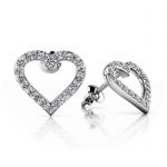 Diamond Heart Stud Earrings