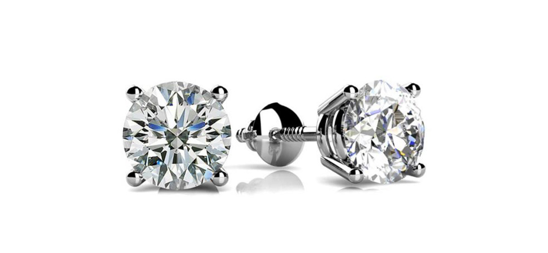 Diamond Four Claw Stud Earrings