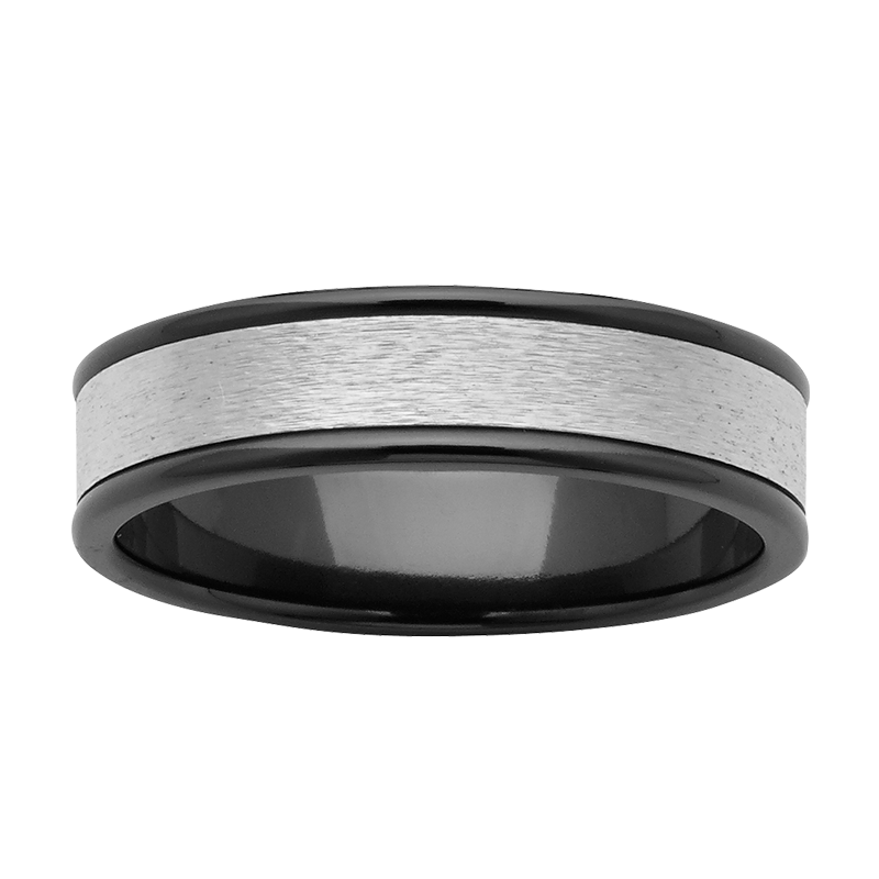 Black Zirconium Wedding Ring PD182Z - White Gold