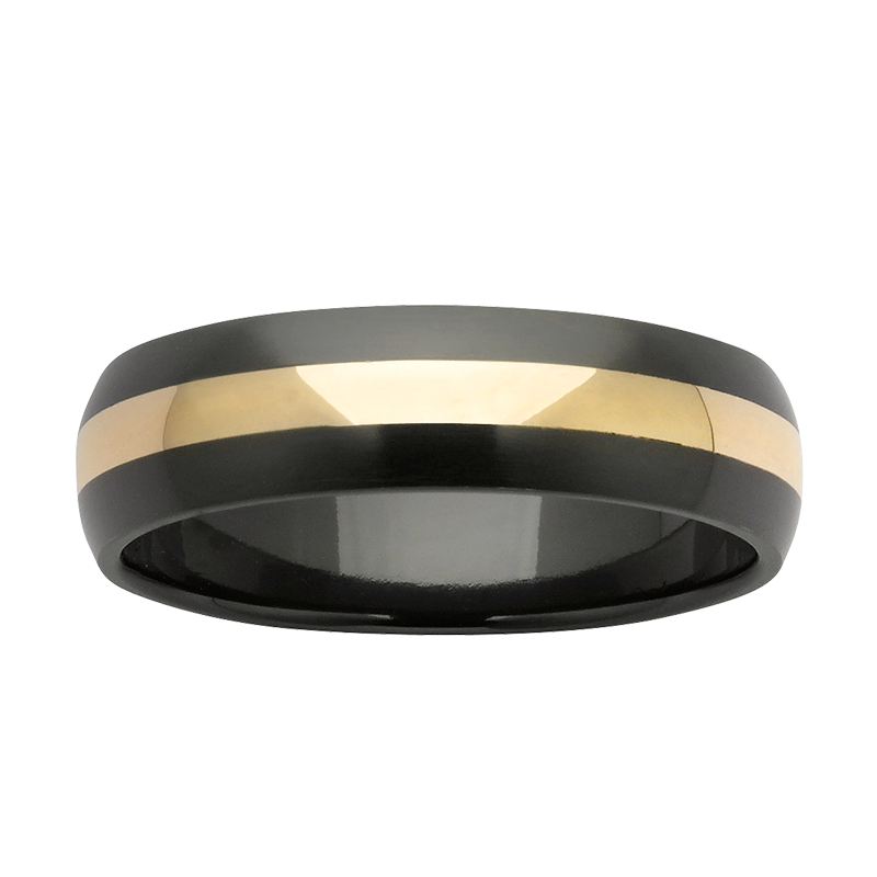 Black Zirconium Wedding Ring PD600Z - Yellow Gold