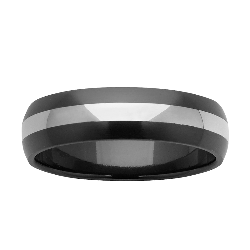 Black Zirconium Wedding Ring PD600Z - Silver