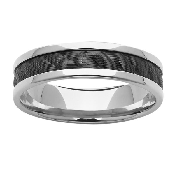 Black Zirconium Wedding Ring PD614Z - White Gold