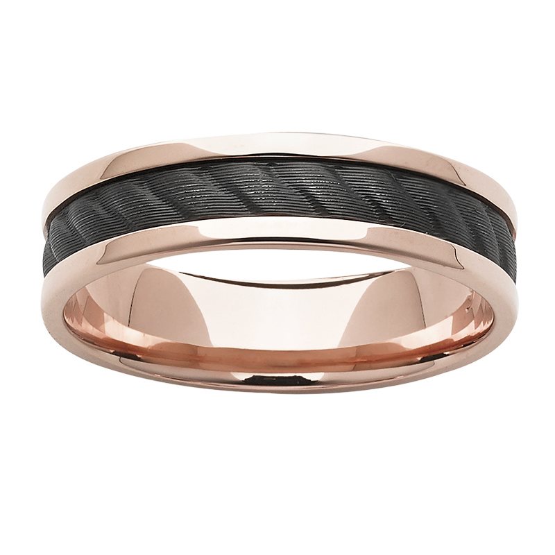 Black Zirconium Wedding Ring PD614Z - Rose Gold Black Zirconium Wedding Ring PD614Z - Rose Gold