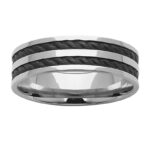 Black Zirconium Wedding Ring PD615Z - Silver Black Zirconium Wedding Ring PD615Z - Silver