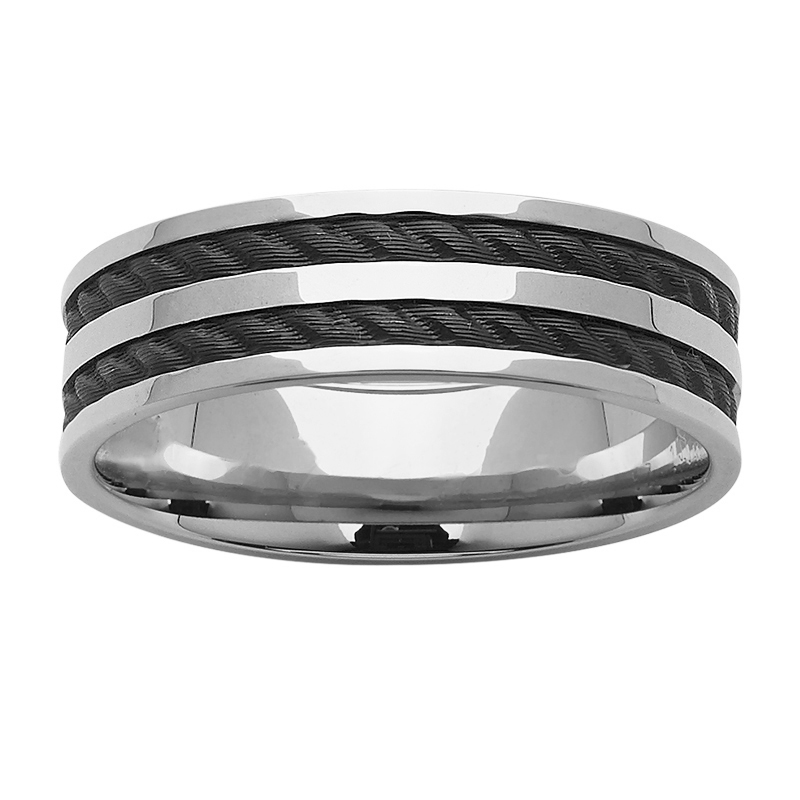 Black Zirconium Wedding Ring PD615Z - Silver Black Zirconium Wedding Ring PD615Z - Silver