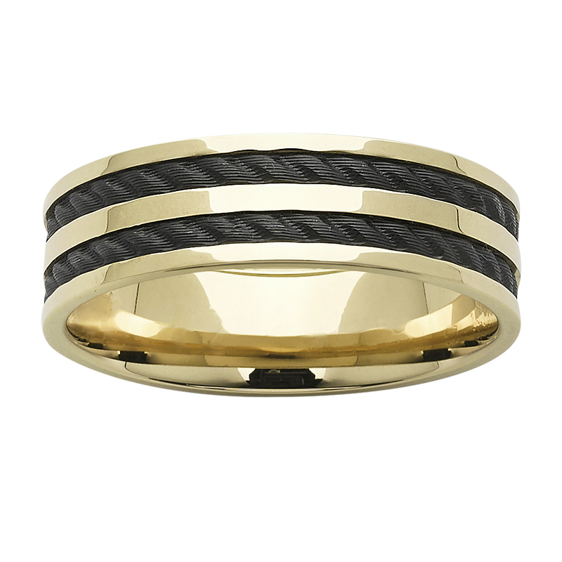 Black Zirconium Wedding Ring PD615Z - Yellow Gold Black Zirconium Wedding Ring PD615Z - Yellow Gold