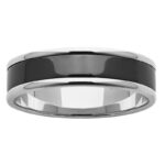 Black Zirconium Wedding Ring PD682Z - White Gold