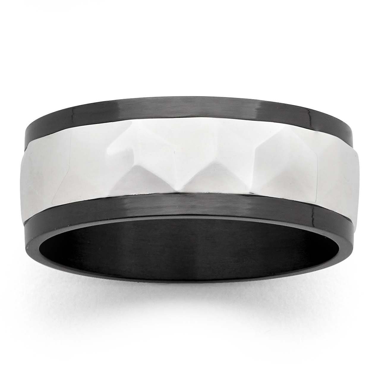Black Zirconium Wedding Ring PD741Z - Silver
