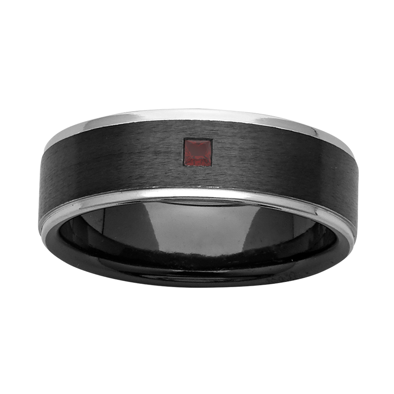Black Zirconium Wedding Ring PDAR801Z - ruby Black Zirconium Wedding Ring PDAR801Z - ruby