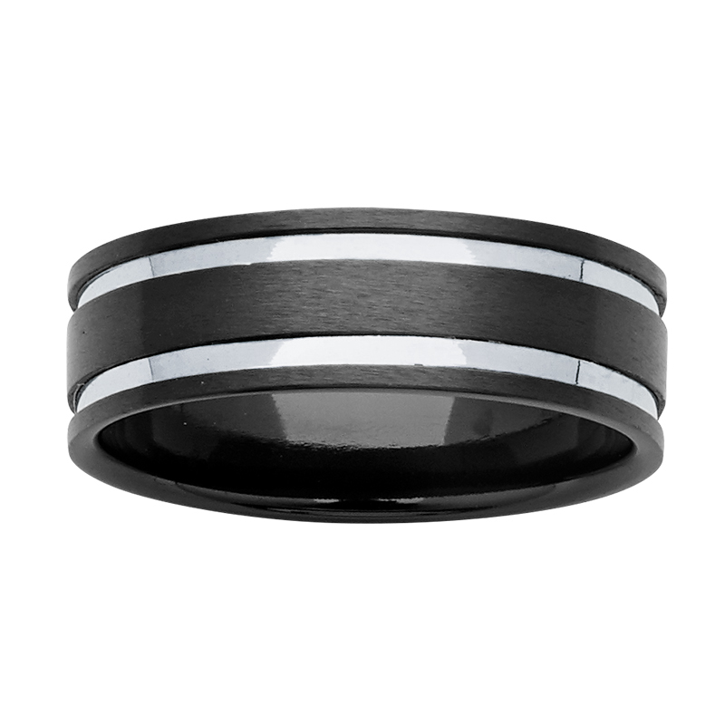 Black Zirconium Wedding Ring WG PDZ667 Black Zirconium Wedding Ring WG PD667Z