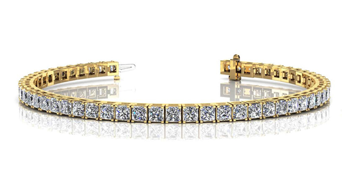 Princess Diamond Tennis Bracelet Yellow Gold SB847