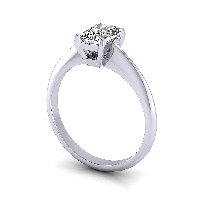 Radiant Diamond Ring, Platinum, RS6 3D