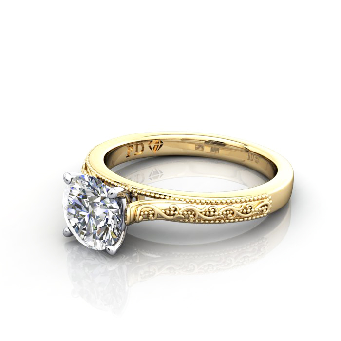 Round Engagement Ring Yellow Gold RS50 LF Round Engagement Ring Yellow Gold RS50 LF