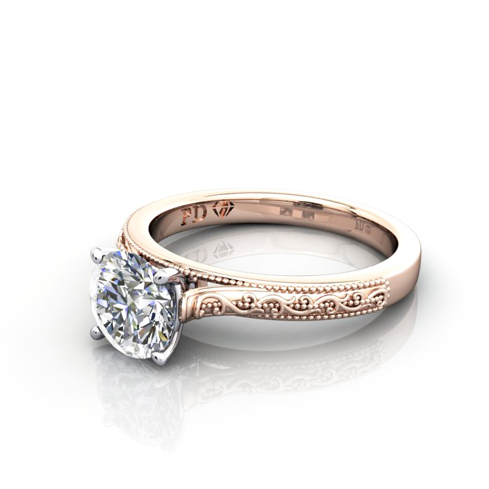 Round Diamond Ring Rose Gold RS50 LF