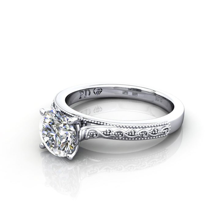 Round Diamond Ring White Gold RS50 LF