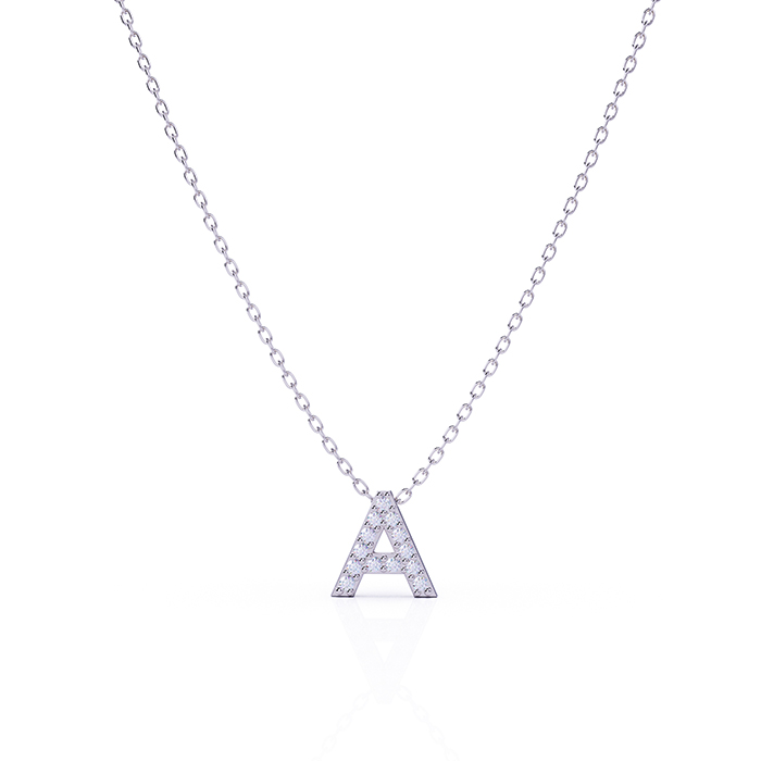 A Initial Diamond Pendant White Gold