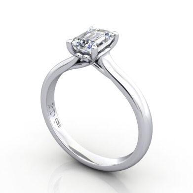 Thumb Emerald Cut Diamond Ring RS1 Platinum 3D