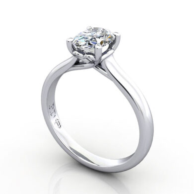 Thumb Oval Diamond Ring RS1 White Gold 3D