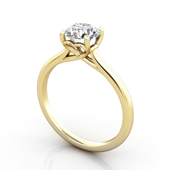 Thumb Diamond Ring RS1 Yellow Gold 3D