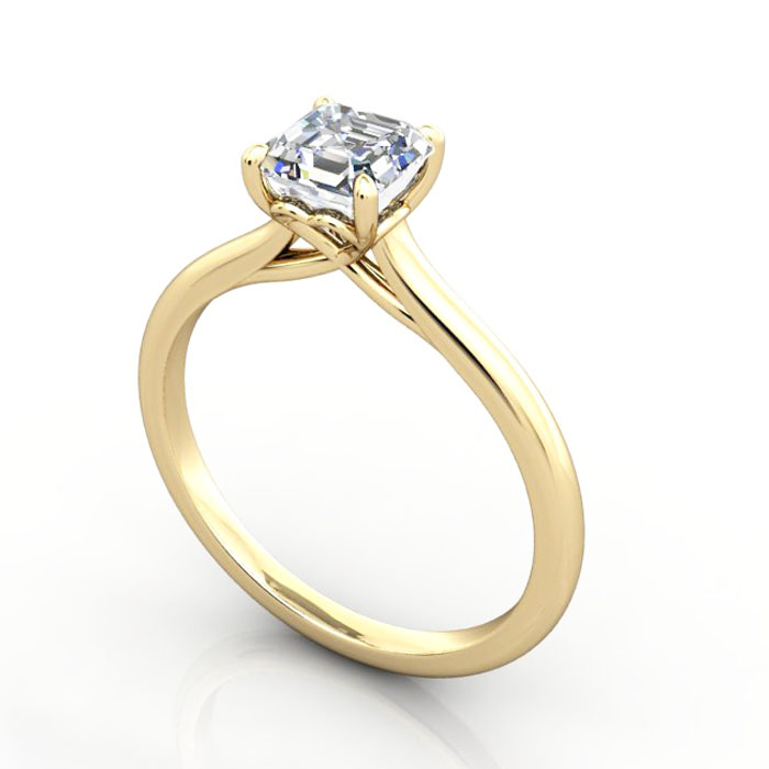 Asscher Diamond Ring Yellow Gold image