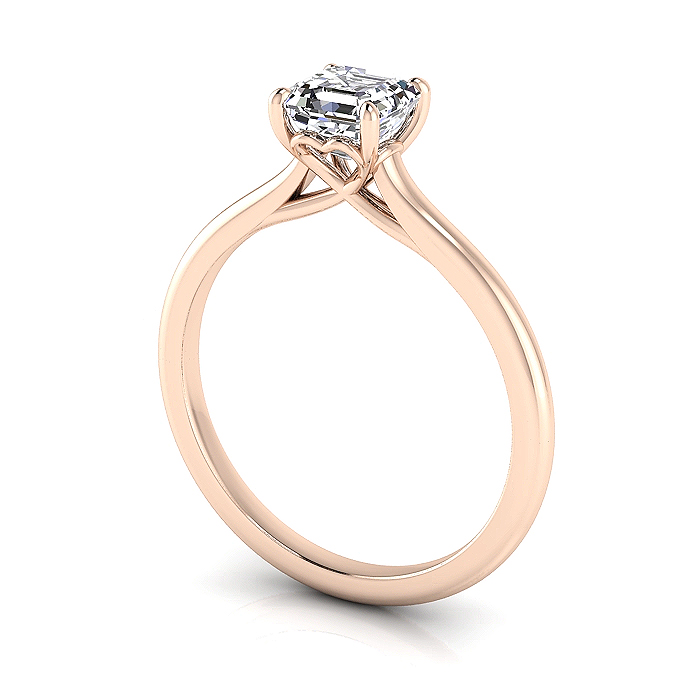 Asscher Diamond Ring RS1 Rose Gold 3D