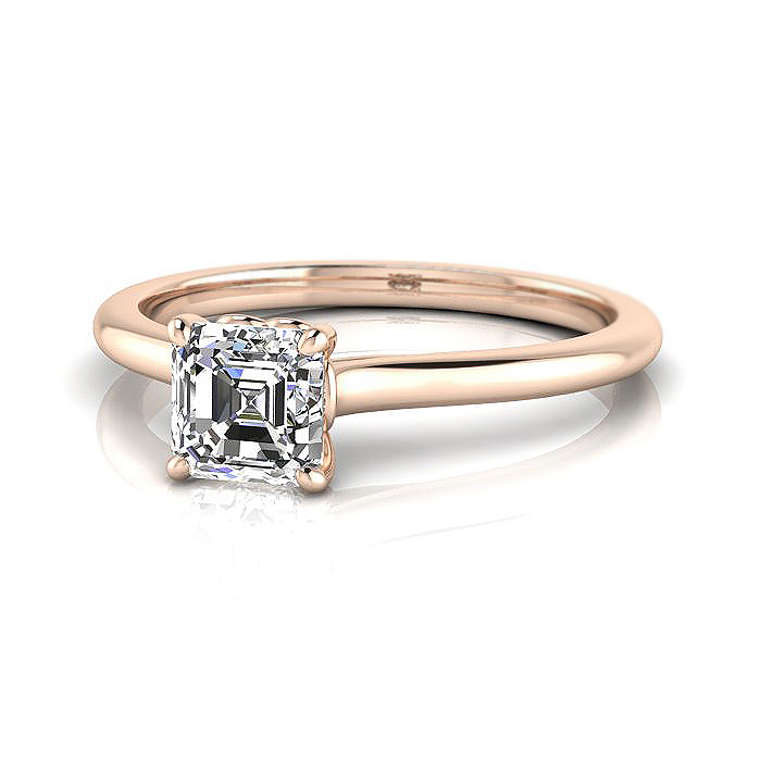 Asscher Diamond Ring RS1 Rose Gold LF