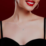 A Initial Diamond Pendant White Gold on Model A Initial Diamond Pendant White Gold on Model