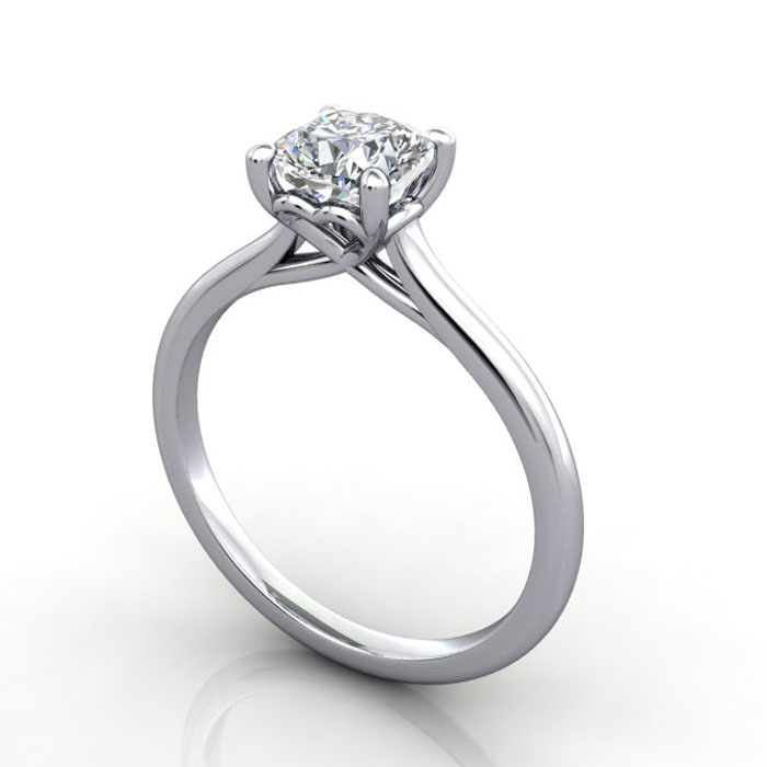 Thumb Cushion Diamond Ring RS1 White Gold 3D