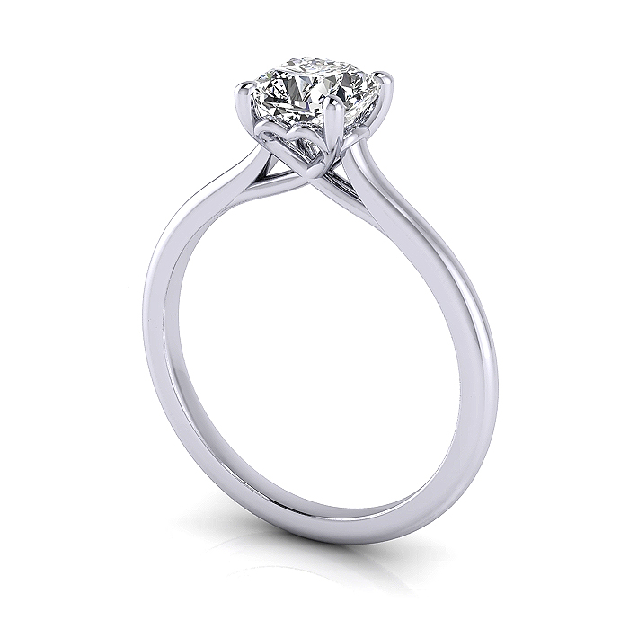 Cushion Diamond Ring RS1 White Gold 3D