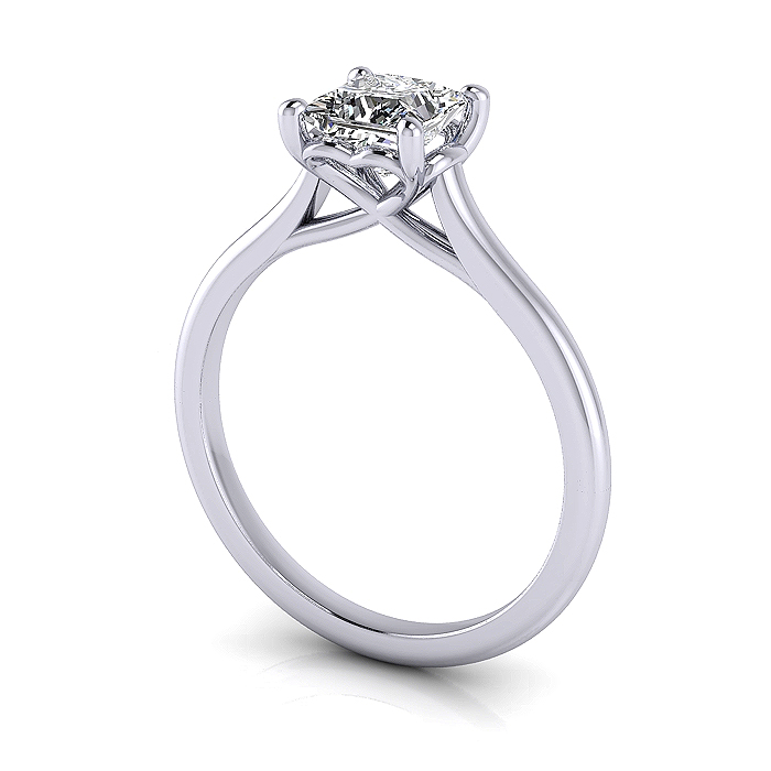 Princess Diamond Ring RS1 White Gold 3D