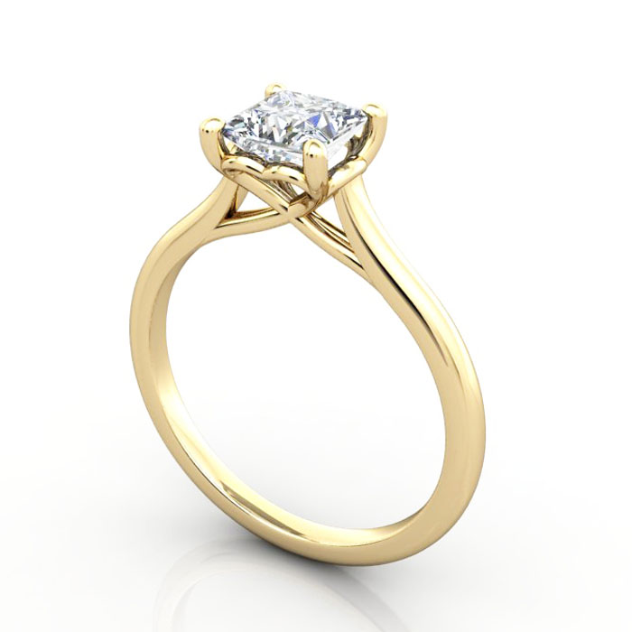 Thumb Princess Diamond Ring RS1 Yellow Gold 3D