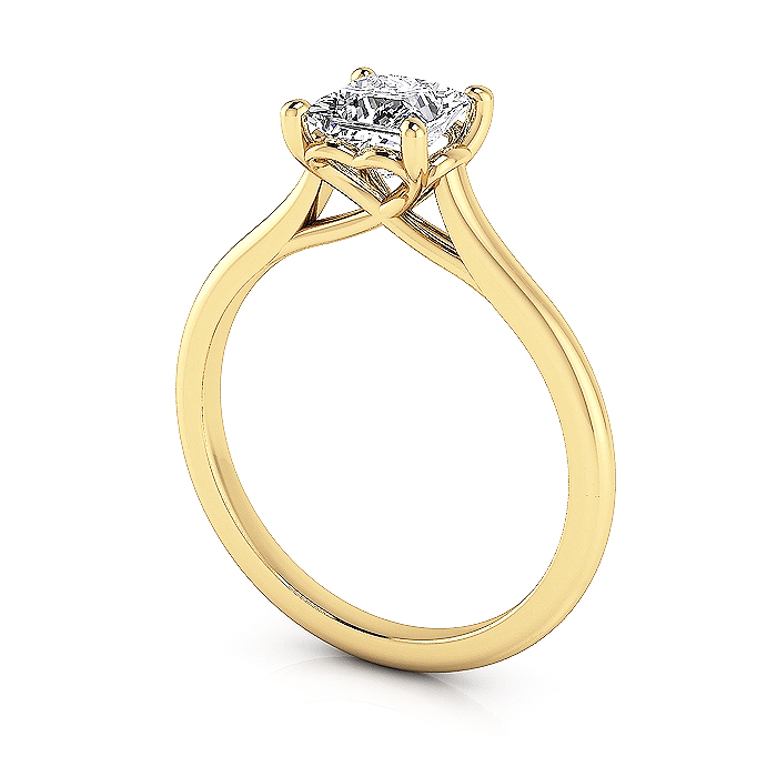 Princess Diamond Ring RS1 Yellow Gold 3D