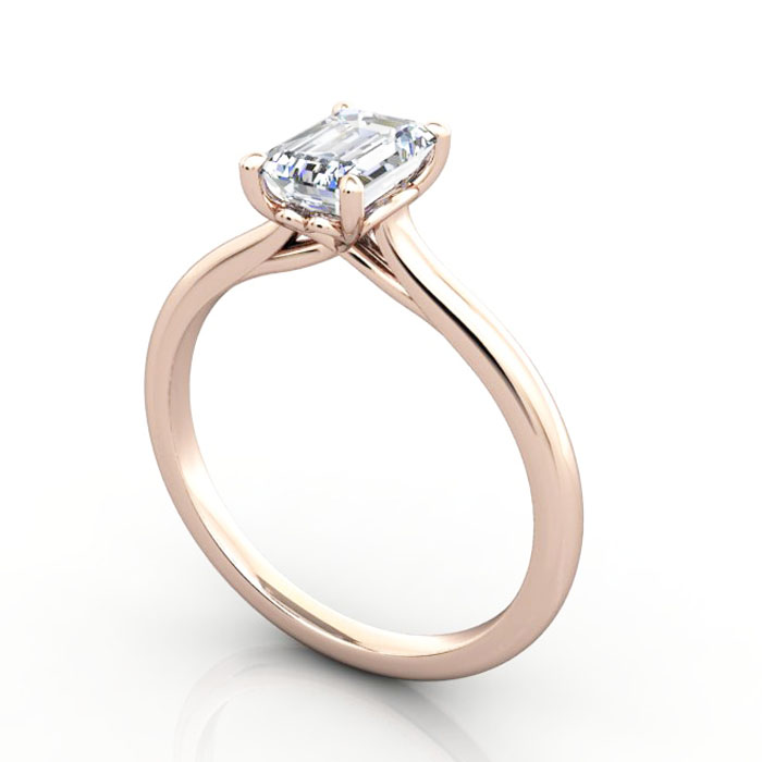 Thumb Emerald Diamond Ring RS1 Rose Gold 3D