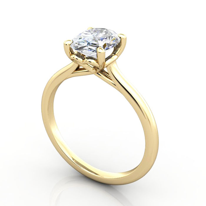 Thumb Oval Diamond Ring RS1 Yellow Gold 3D