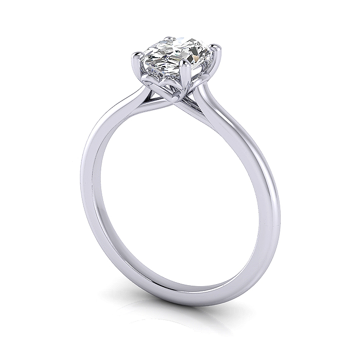 Oval Diamond Ring RS1 Platinum 3D Image