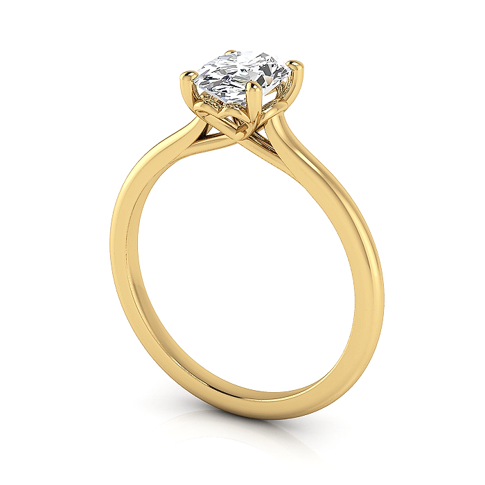 Oval cut Diamond Ring RS1 Yellow Gold 3D