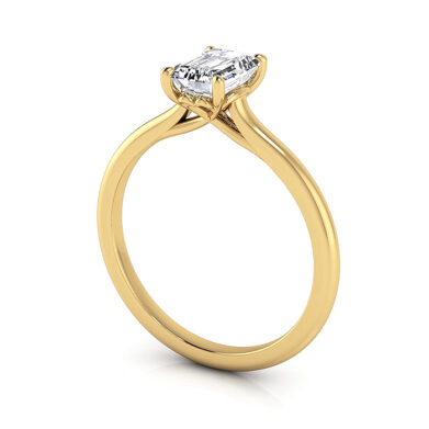 Emerald cut Diamond Ring Yellow Gold RS1 3D