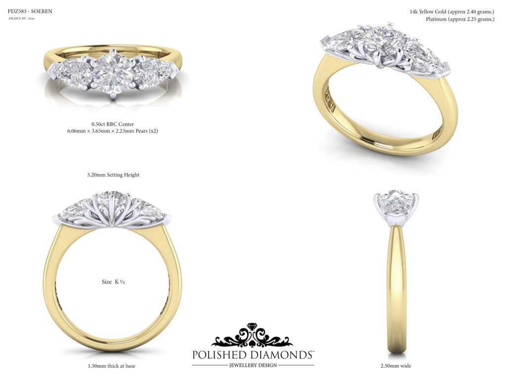 Trilogy Diamond Ring Yellow Gold