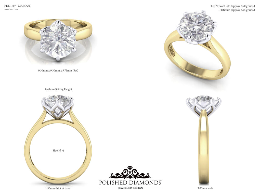 Solitaire diamond ring, flower style