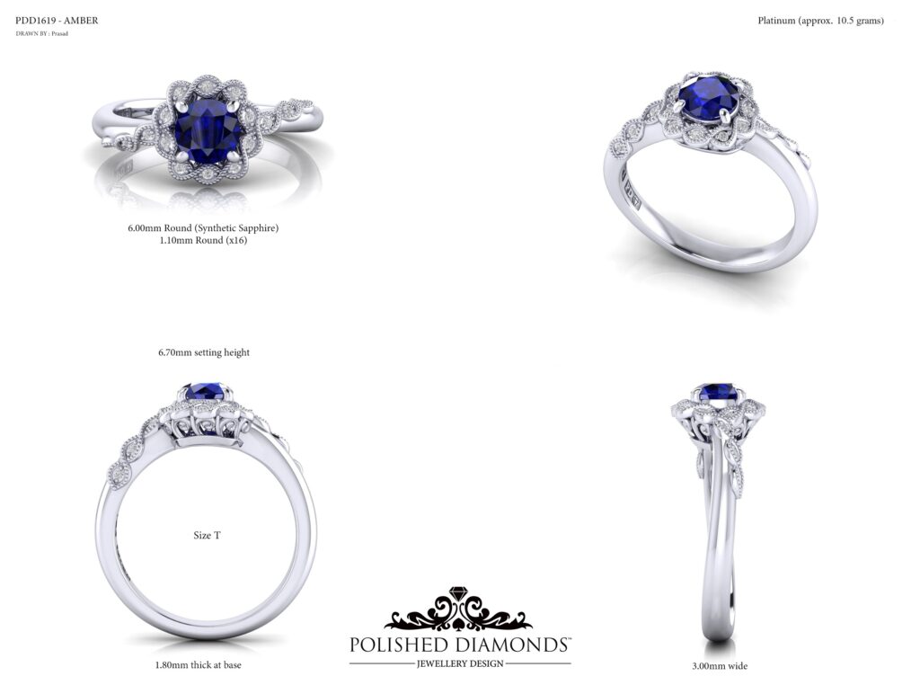 Sapphire Vintager Engagement Ring