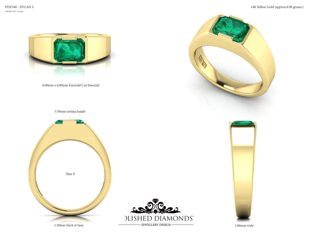 Green Emerald Engagement Ring