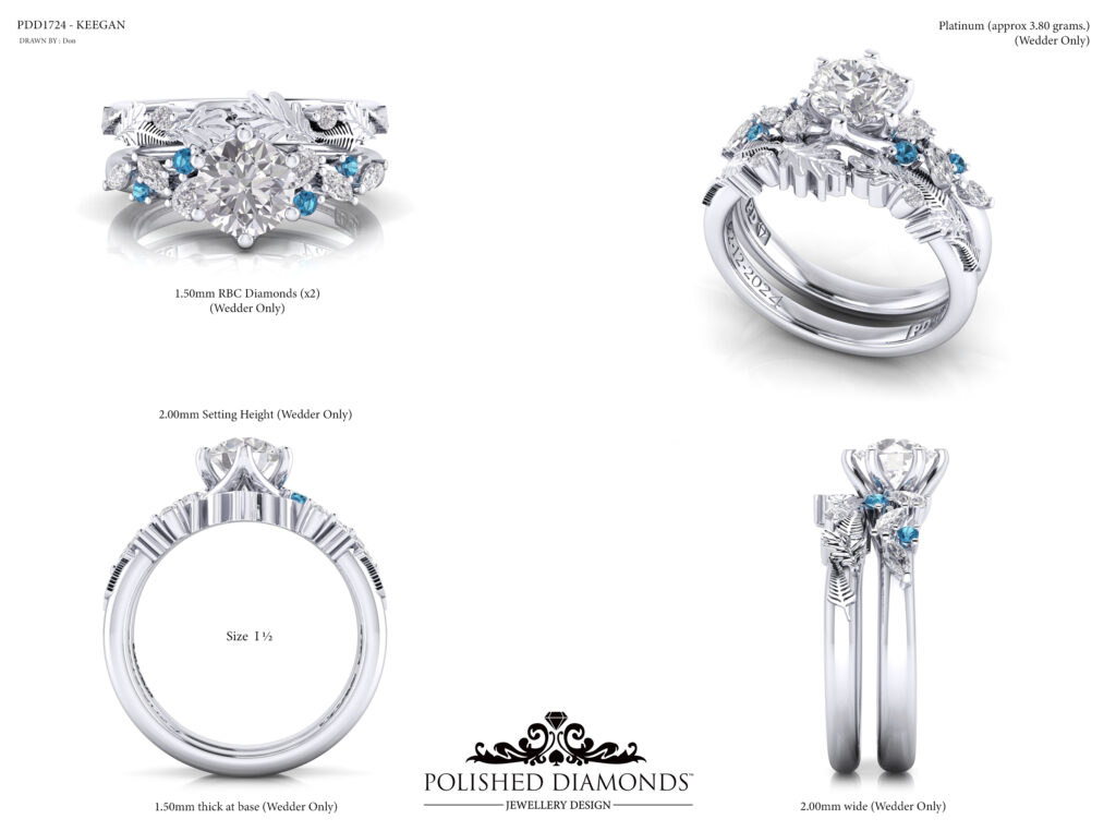 Diamond Ring with Topaz and tiny droplets