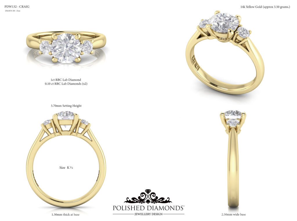 Trilogy Ring in Yellow Gold