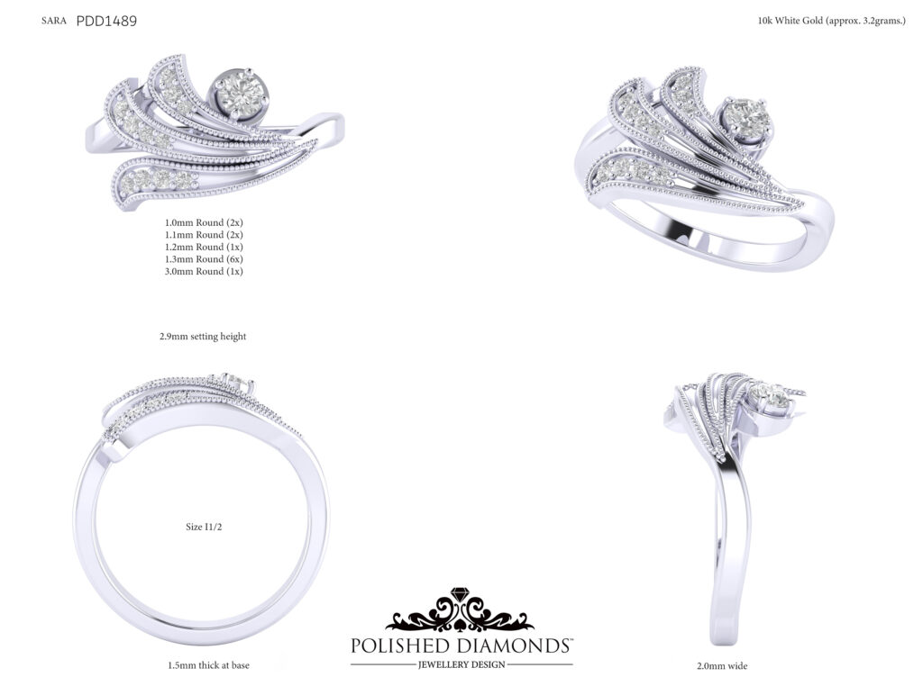 Art Deco Ring Polished Diamonds