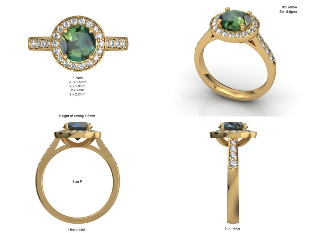 Green Sapphire Diamond Ring