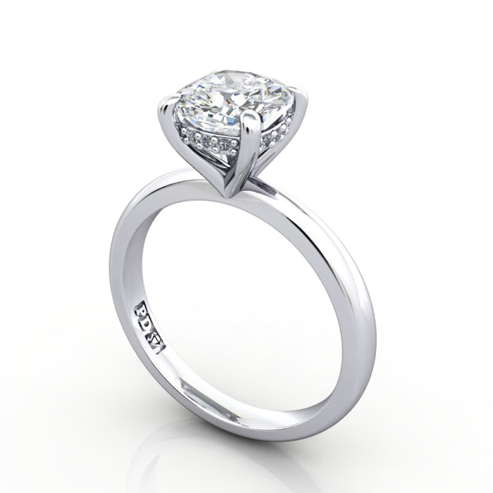 Cushion Diamond Ring Platinum RS51 3D