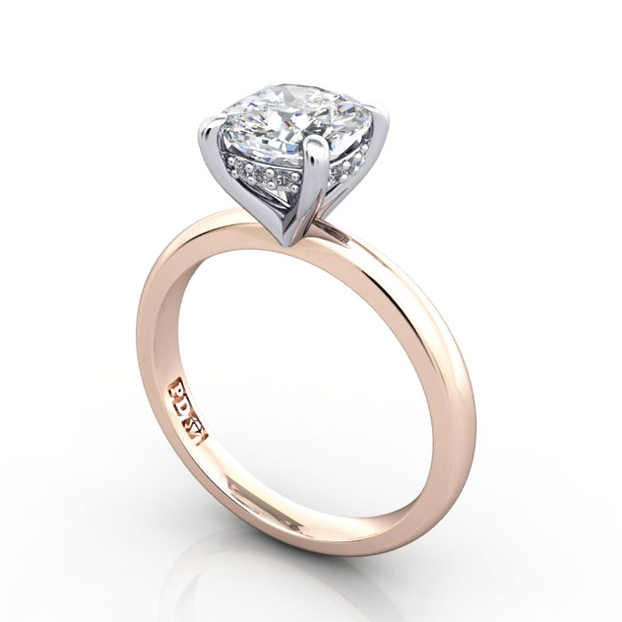 Thumb Cushion Diamond Ring Rose Gold RS51 3D