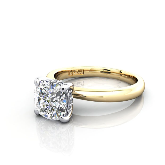 Cushion Diamond Ring Yellow Gold RS51 LF