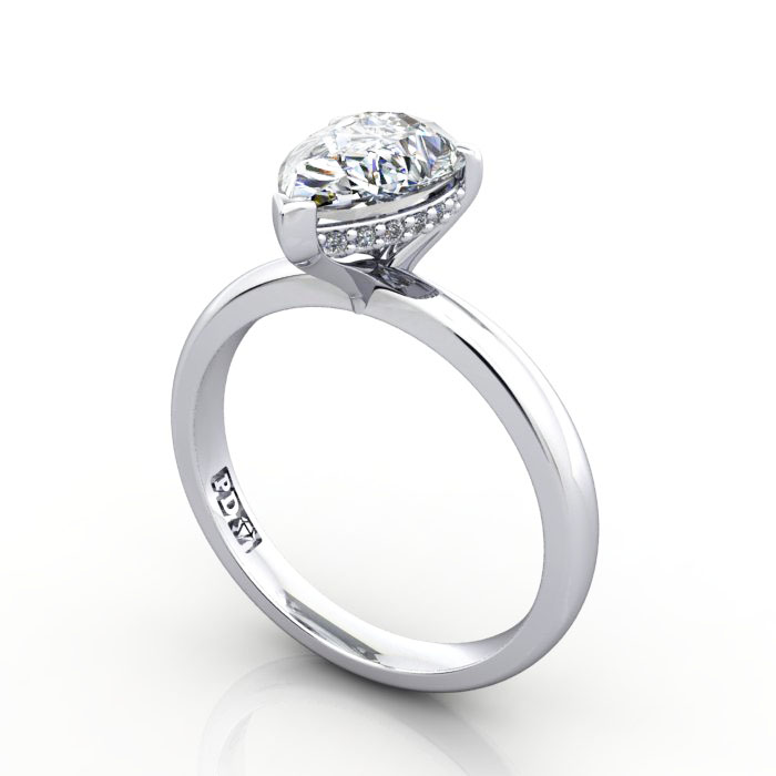 Pear Diamond Ring White Gold RS51 3D