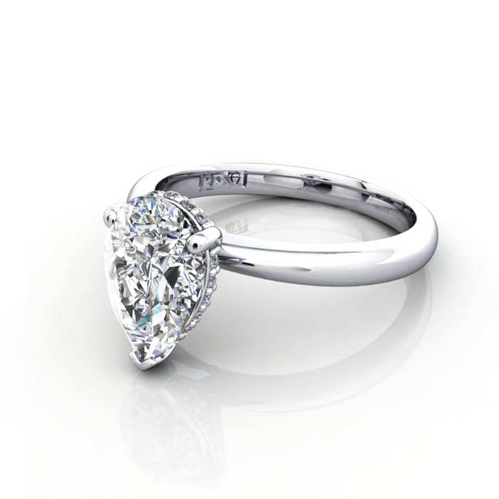 Pear Diamond Ring White Gold RS51 LF
